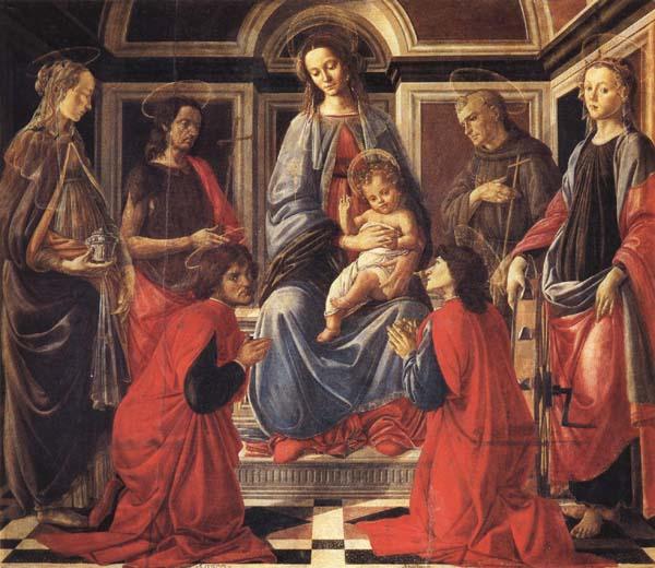 Sandro Botticelli The Madonna and Child Enthroned,with SS.Mary Magdalen,Catherine of Alexandria,John the Baptist,Francis,and Cosmas and Damian oil painting image